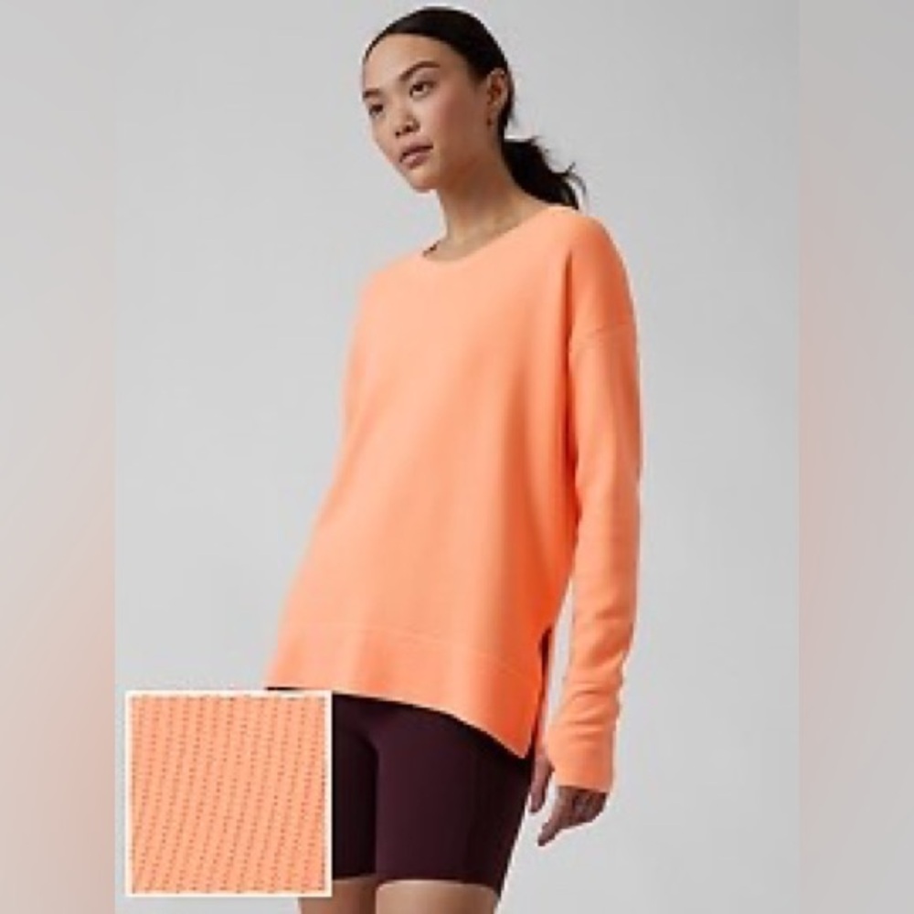 ATHLETA Coaster Luxe Waffle Sweatshirt Bright Peach - Size Large